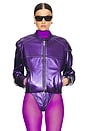 view 2 of 5 Leather Bomber Jacket in Grape