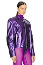 view 3 of 5 Leather Bomber Jacket in Grape