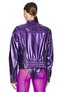 view 4 of 5 Leather Bomber Jacket in Grape