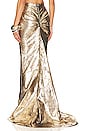 view 3 of 4 Pleated Metallic Mermaid Skirt in Gold