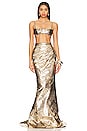 view 4 of 4 Pleated Metallic Mermaid Skirt in Gold