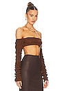 view 2 of 4 Cable Knit Bandeau Sweater Top in Russet