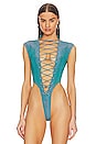 view 2 of 5 Utility Bodysuit with Lace Up Detail in Aqua