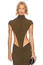view 1 of 5 Mock Neck High Cut Bodysuit in Olive