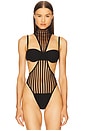 view 2 of 5 Cutout Mock Neck One Piece in Black