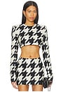 view 1 of 4 Cropped Shoulder Pad Top in Black & White
