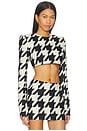 view 2 of 4 Cropped Shoulder Pad Top in Black & White