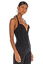 view 3 of 5 x Jordache Plunging Halter Top in Black Denim