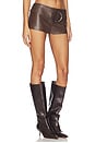 view 2 of 6 HALIMA FAUX LEATHER BELTED HOT ショートパンツ in Dark Brown