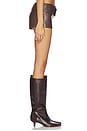 view 3 of 6 HALIMA FAUX LEATHER BELTED HOT ショートパンツ in Dark Brown