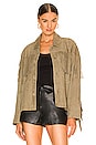 view 1 of 4 Madeline Fringe Jacket in Tate Olive