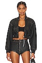 view 1 of 5 Lexi Cropped Bomber Jacket in Black Distress