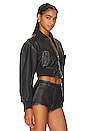 view 3 of 5 Lexi Cropped Bomber Jacket in Black Distress