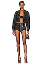 view 5 of 5 Lexi Cropped Bomber Jacket in Black Distress