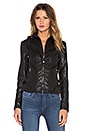 view 3 of 6 ARLETTE パーカー付レザージャケット in Black