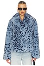view 1 of 5 Ravenna Faux Fur Coat in Blue Leopard