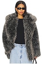 view 1 of 5 Finaya Faux Fur Jacket in Black & Grey