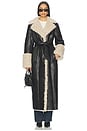 view 1 of 4 Polly Faux Fur Trench Coat in Black & Beige
