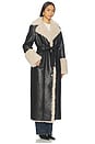 view 3 of 4 Polly Faux Fur Trench Coat in Black & Beige