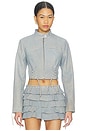 view 1 of 4 x REVOLVE Silvina Suede Biker Jacket in Distressed Blue