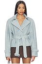 view 1 of 5 Dhana Cropped Trench Coat in Distressed Blue