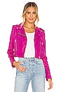 view 1 of 4 Ciara Leather Jacket in Fuchsia