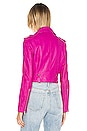 view 3 of 4 Ciara Leather Jacket in Fuchsia