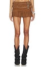 view 1 of 6 Isa Double Belted Micro Suede Skirt in Distressed Cognac