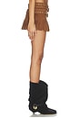 view 2 of 6 Isa Double Belted Micro Suede Skirt in Distressed Cognac