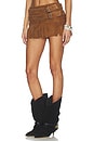view 3 of 6 Isa Double Belted Micro Suede Skirt in Distressed Cognac