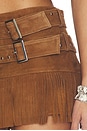 view 6 of 6 Isa Double Belted Micro Suede Skirt in Distressed Cognac