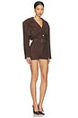 view 2 of 3 Scotty Fringed Suede Romper in Distressed Brown