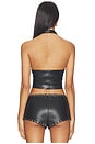 view 3 of 5 ТОП STELLA FAUX LEATHER KEYHOLE HALTER in Black