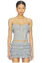 view 1 of 4 x REVOLVE Gianni Fringed Suede Bustier Top in Distressed Blue