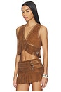 view 2 of 4 CHALECO REINA FRINGED SUEDE in Distressed Cognac