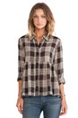 view 1 of 5 Long Sleeve Button Front Peplum Top in Black Plaid