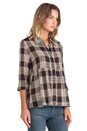 view 2 of 5 Long Sleeve Button Front Peplum Top in Black Plaid