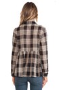 view 3 of 5 Long Sleeve Button Front Peplum Top in Black Plaid