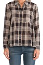 view 4 of 5 Long Sleeve Button Front Peplum Top in Black Plaid