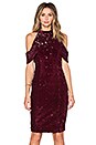 view 1 of 5 Velvet & Sequin Open Sleeve Dress in Bourdeaux