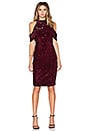 view 4 of 5 Velvet & Sequin Open Sleeve Dress in Bourdeaux