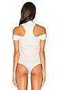 view 4 of 5 Asymmetric High Neck Ring Detail Sleeve Bodysuit in White
