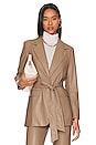 view 1 of 5 Bardot Faux Leather Belted Jacket in Taupe