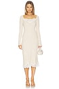 view 1 of 3 by Marianna Ariadne Knit Lace Detail Dress in Beige W/ White Lace