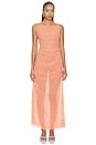 view 1 of 3 VESTIDO LARGO RAMONA in Tangerine & Blue Dot