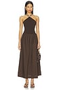 view 1 of 7 Jinjara Beaded Halter Dress in Chocolate Brown