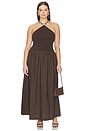view 2 of 7 Jinjara Beaded Halter Dress in Chocolate Brown