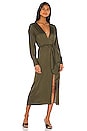 view 1 of 4 ROBE MI-LONGUE TRACEE in Olive Green
