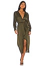 view 4 of 4 ROBE MI-LONGUE TRACEE in Olive Green