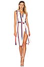 view 1 of 3 The Sleeveless Wrap Midi in Navy & Red Stripe